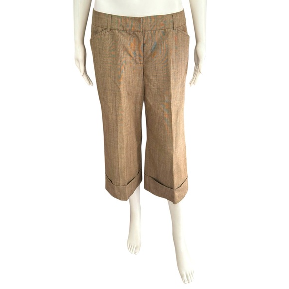 Low Rise Tan Cropped Wide Leg Pant with Cuffed Hem Size 8 - Picture 1 of 7